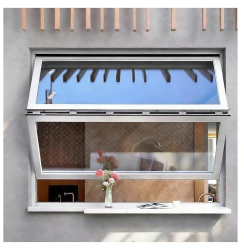 PEYNIR Fenster Window Kellerfenster Schiebefenster Ausgabefenster für Cafés mit Sicherheitsglas, vertikal faltbar Schiebefenster für Imbisswagen Imbissanhänger, weiß Aluminium(W50xH22in/127x56cm)