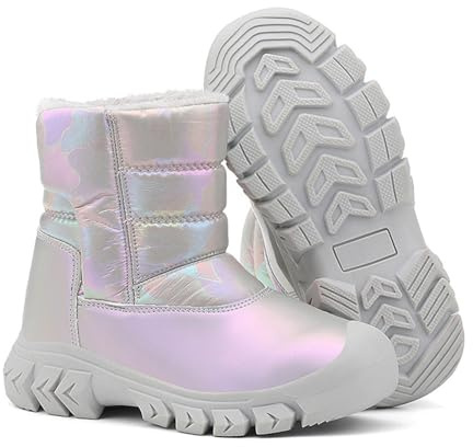 Mateju Botte Neige Enfant Hiver Botte de Neige Enfant Bottine pour Fille Adolescent Antidérapant Chaussures Chaud Doublé Bottines Imperméables pour Randonnée Extérieur, 30-37EU (Violet,35)