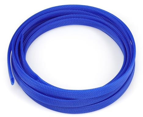 Braided Cable Management Sleeve, 16.4ft Flexible Wear-Resistant Cable Sleeve, Expandable Wire Management for Home, Office, Industry & Automobile (Blue, 1/4)