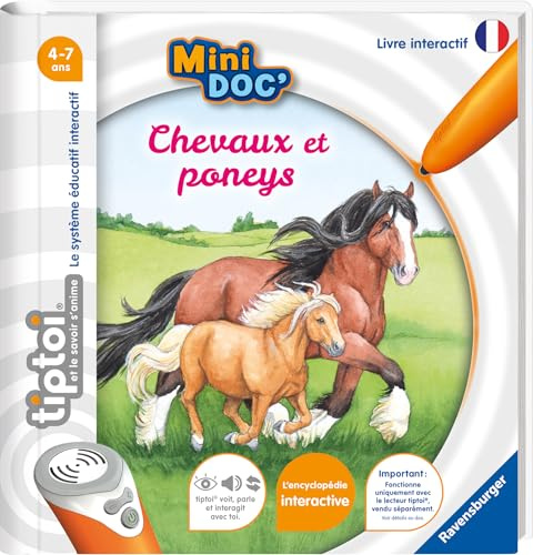 Ravensburger - tiptoi®- Livre interactif - Mini Doc' Les chevaux et poneys - Jeu éducatif électronique, sans écran - A partir de 4 ans - Version française - 13 099 020