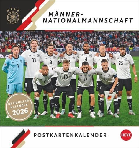 DFB Männer Postkartenkalender 2026: Fußball-Fanartikel für den Schreibtisch: kleiner Postkarten-Fotokalender mit unseren Helden aus dem Nationalteam ... und Verschicken (Bundesliga Kalender Heye)
