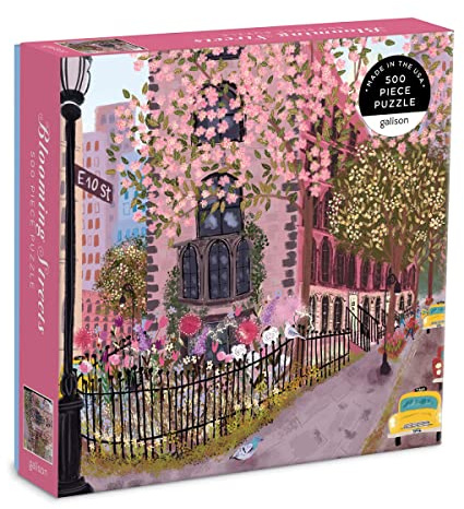 Blooming Streets 500 Piece Puzzle from Galison - Beautifully Illustrated Jigsaw Puzzle of a Local NYC Street, Fun & Challenging, Unique Gift Idea