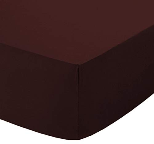 Comfy Nights Plain Dyed PolyCotton Fitted Sheet Or Pillow Pair, Double - Brown/Chocolate