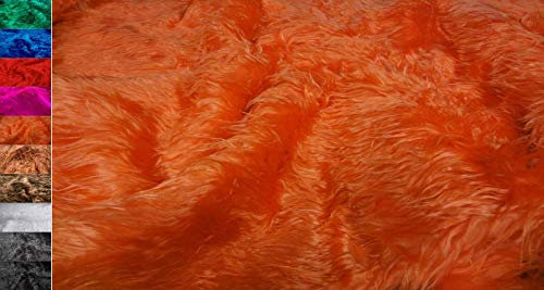 StoffBook FLOKATI PELZSTOFF MONGOLISCHER ZOTTELFELL STOFF STOFFE METERWARE, D238 (Orange)