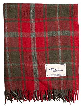 The Scotland Kilt Company Knee Travel Rug Tartan Wool Blanket - Dark Maple - Fringed Edges, Lightweight, Soft Machine Washable Plaid Shawl