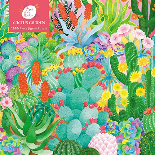 Adult Jigsaw Puzzle: Bex Parkin: Cactus Garden: 1000-Piece Jigsaw Puzzles, Teal/Turquoise Green