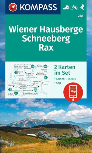 KOMPASS Wanderkarten-Set 228 Wiener Hausberge, Schneeberg, Rax (2 Karten) 1:25.000: inklusive Karte zur offline Verwendung in der KOMPASS-App. Fahrradfahren.