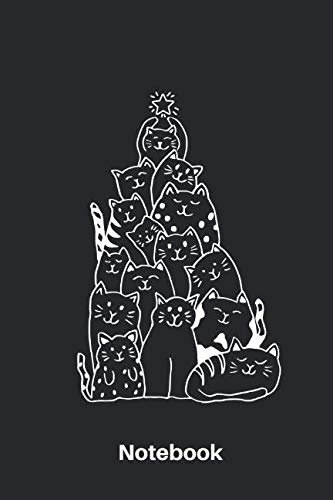 Notebook: Notizbuch | Journal | Handlettering | Tagebuch |110 Linierte Seiten | ca. A 5 | Weihnachten I Weihnachtsbaum I Katzen I Katzen I Merry ... Accessoires I Katzen Buch I Katzen Liebhaber