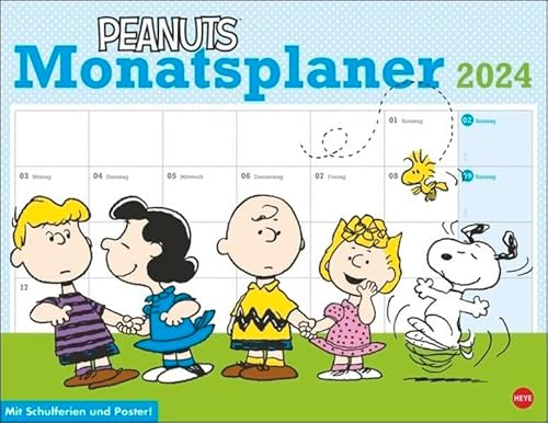 Peanuts Monatsplaner 2024. Praktischer Wandplaner mit den bekannten Peanuts-Comics. Kultiger Wandkalender zum Eintragen. Terminkalender mit lustigen Bildergeschichten.