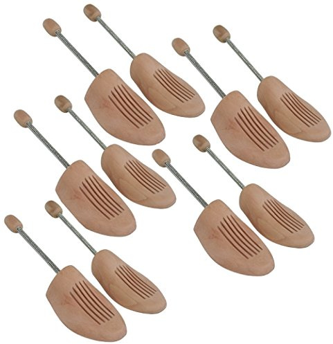 DELFA 5 Paar Schuhspanner Schuhformer Schuhstrecker Birkenholz mit Metall-Spiralfeder