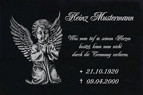 LaserArt24 Granit Grabstein, Grabplatte oder Grabschmuck mit dem Motiv Grabstein-ag32 und Ihrem Text/Daten
