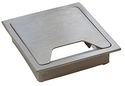 Gedotec Kabeldurchlass eckig Kabeldurchführung Schreibtische & Möbel - H7040 | Edelstahl matt gebürstet | Kabeldose 2-teilig | 60 x 60 mm | 1 Stück - Design Kabel-Durchführung Tisch-Platten aus Holz