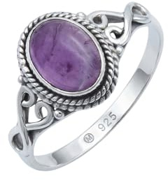 mantraroma Silberring Damen 925 Sterling Silber – ovaler Edelstein Ring, Vintage Statement Ring Schmuck, elegantes Geschenk für Frauen