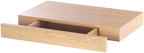 Carlo Milano verstecktes Regal: Wandregal mit versteckter Schublade, 40 x 5 x 25 cm, Nussbaum-Optik (Regal mit versteckter Schublade, verstecktes Bücherregal, Geheimfach)