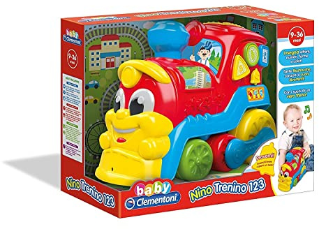Clementoni Baby Nino Trenino Giocattolo, Treno Bambino 9-36 Mesi, Gioco Prima Infanzia, Centro attività con Filastrocche e Canzoni, Insegna Lettere, Numeri, Forme e Colori, Lingua Italiana, 14970