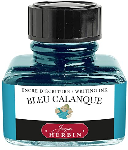 Jacques Herbin 13014T - 30ml Bottle of Ink for Fountain Pens and Rollerball Pens - Bleu Calanque