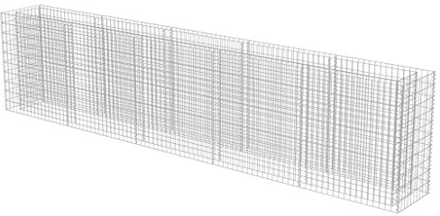 Tidyard Gabionen Hochbeet | Gabionenkörbe | befüllbare Steinkörbe | aus Stahl 450 x 50 x 100 cm (L x B x H), Silbern, Drahtkorb Blumentopf Gabione Pflanzenkorb