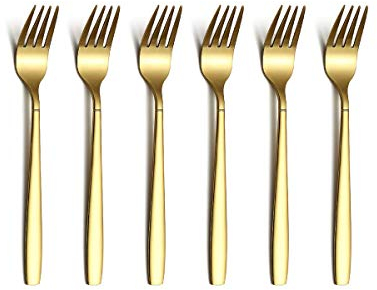 Berglander Gold Teegabel, Edelstahl Kuchengabel, Dessertgabel mit Titan vergoldet, 6,5 Zoll Gabeln, 6 Stück