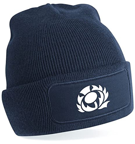 Cyclops Print Scotland Beanie Rugby Hat Navy