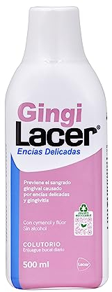 LACER GINGI - Colutorio 500ml, Enjuague Bucal Diario, Reduce el Sangrado Gingival, óptimo para Gengivitis y la Periodontitis, Sabor a Menta, Con Fluor, Antibacteriano y Anticaries