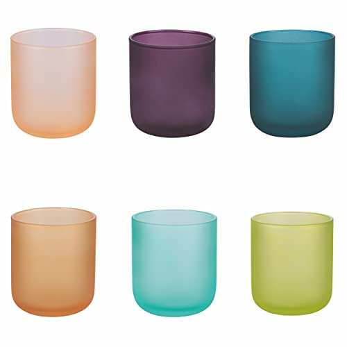 Villa d’Este Home Tivoli Lot de 6 verres à eau 300 ml en verre effet givré, Color Shock