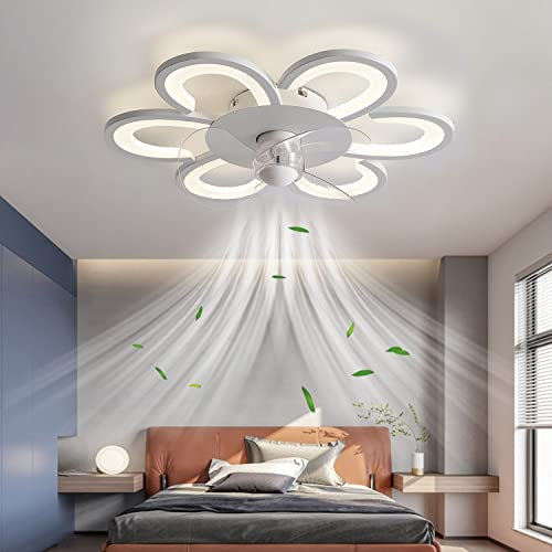 Ventilatore Da Soffitto Con Telecomando Con Illuminazione LED Moderna Petal Fan Lampada Ultra Sottile Mute Lampada Dimmable Lampadari Camera Da Letto Sala Da Pranzo Bambini Fan Plafoniera 43W-50cm