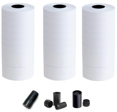 NaviLintek Labels for 2-Line Price Tag Gun,15000 Labeler Stickers w/ 3 Ink Rolls Kit for Date Code Pricing Tagging Maker Stamper Applicator Machine,Clothes Supplies Label for Retail Garage Sale(White)