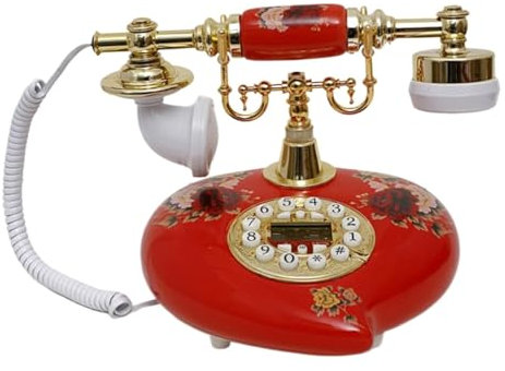 Vintage Antique Telephone Push Button Phone Classic Style Retro Landline Telephone Room Decor Home and Office Telephone(Red)