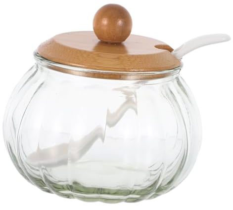 OFFSCH Botella De Especias De Calabaza De Vidrio Transparente Tarro Para Condimentos Dispensador De Azúcar Con Cuchara Para Cocina y Mesa De Dulces