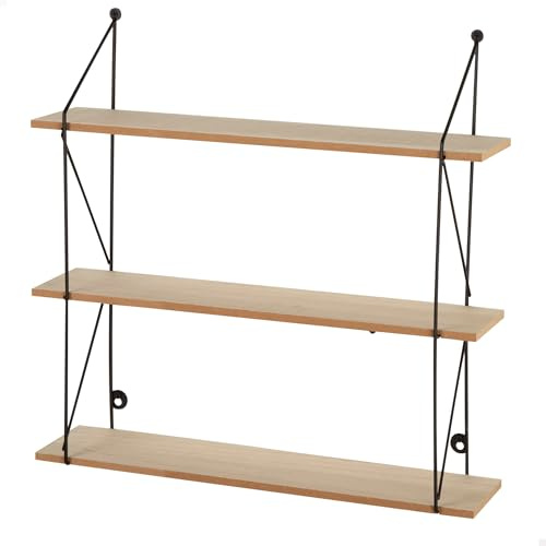AKTIVE Max Home Etagère Murale, 50x12x49 cm, Poids Max 6 kg, 3 étagères, sur Pied, Structure métallique Noire, Effet Bois Naturel, pour Salon, Couloir, Salle de Bain, Chambre (18471)