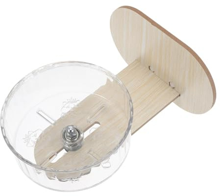 WEKAMOS Hamsterhjul med Träställning Stabilt Roterande Löparhjul för Dvärghamstrar Möss och Smådjur med Transparent Design och Säker Träbas för Skonsam Träning
