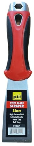 PTI 38mm Stiff Blade Paint Scraper Softgrip Handle Wallpaper Stripper Filler, DIY Decorating Paint Removal Scraper Tool Set