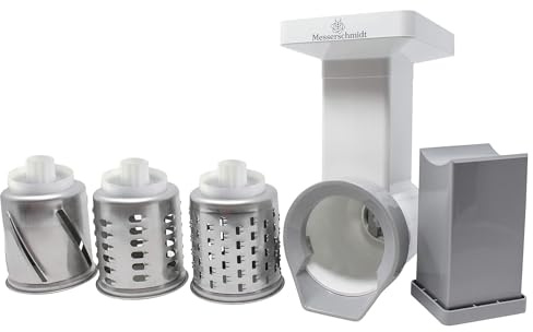 Family Grain Mill Slicer Shredder Attachment compatible with KitchenAid, Includes 3 Stainless Steel Drums All-in-1 Fruit Slicer, Vegetable Chopper, and Cheese Grater
