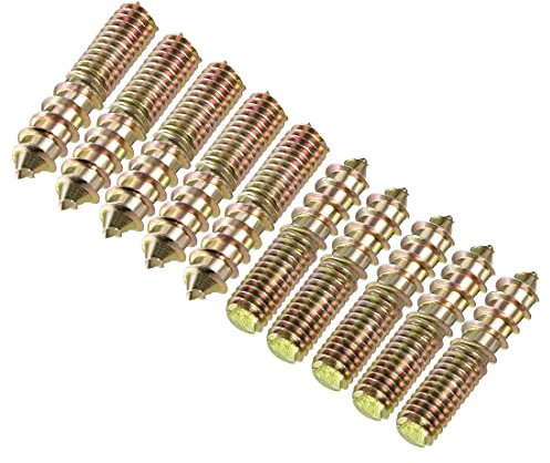 sourcing map M6 Hanger Bolts Length 1-1/8(30mm) Double Headed Bolts Self-Tapping Screw 6mm Wood Joint Furniture Legs 10pcs