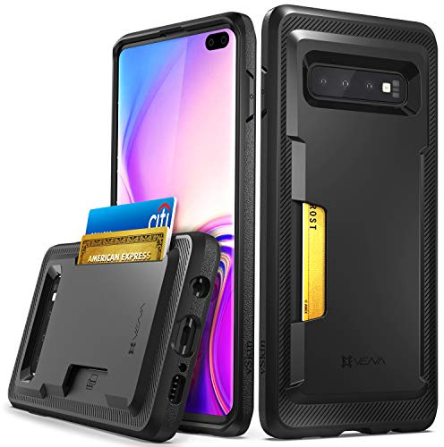 VENA Porte-Cartes Galaxy S10 Plus, [vSkin] Couverture Mince de Support de Carte de crédit de TPU de Protection de Protection Compatible avec Le Galaxie S10+ - Noir