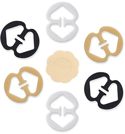 BH-Träger Clips für Damen, 6er Set mit Satin Nipple Covers – Verstellbare antirutsch Racerback Clips zum Verstecken der BH-Träger