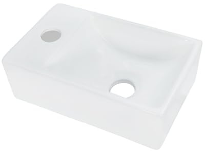Aloni Keramik Design Handwaschbecken Weiß Hahnloch Links 30 x 18,5 x 9,5 cm