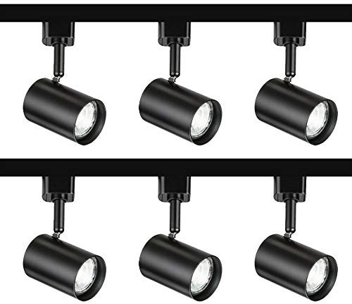 3M 3 Meter Track Length Black 6 Spot Light 5W GU10 LED Home Shop Kitchen Multi Directional Display Spotlight Track Tape Rail Exhibition Lighting Single Circuit