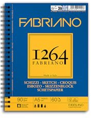 Fabriano Blocco 1264 per Schizzi A5 Gr.90/mq Fogli 120 Spiralato Lato Lungo (19100634)