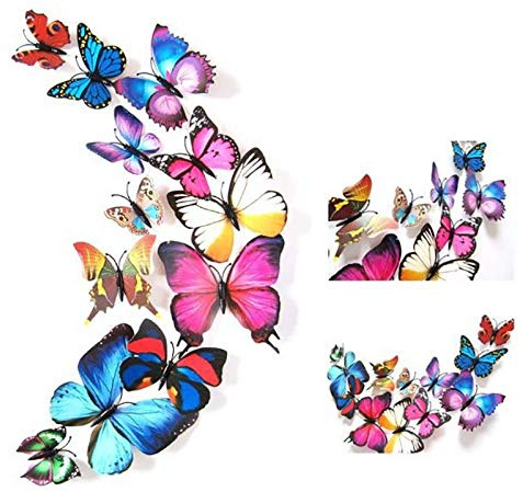 12 Stück 3D Abnehmbare Magnete Schmetterlinge Deko Butterfly Wandsticker für Heimwerker, Babyzimmer, Büro, Party und Geburtstag Dekoration