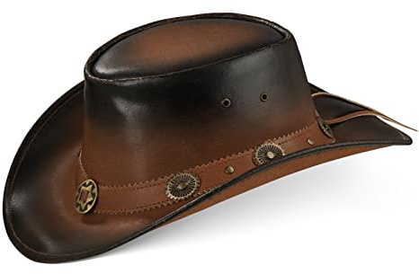 Black Forest Fox Cowboyhut Westernhut Leder Hut Star für Herren Damen Terra Brown