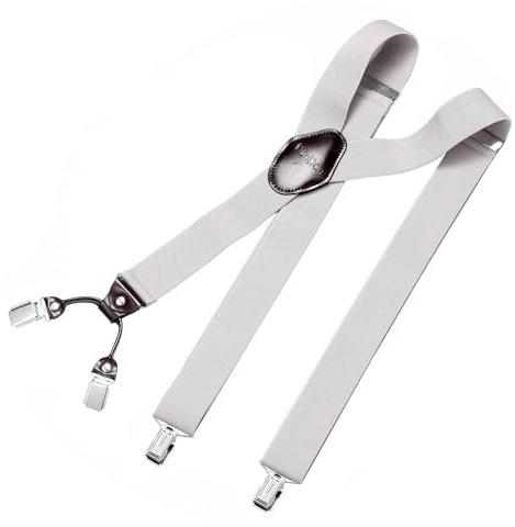 DonDon Hosenträger Herren extra stark 3,5 cm Hosenträger Herren breit mit brauem Leder in Y-Form lang - Starke Clips passend für Anzug Jeans Chinos Vintage Rockabilly Suspenders