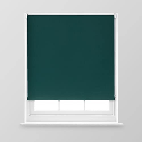 A.Unique Home Premium Trimmable Thermal Blackout Roller Window Blind in a Variety of Colours and Sizes Ideal for any Room - 3FT - Dark Green - 90cm (W) x 170cm (L) | 35.4 (W) x 66.9 (L)