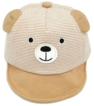 Baby Baseball Cap 3-12 Monaten Baseballmütze Baumwolle Babymütze Schirmmütze Schiebermütze schnell-trocknend Baseball Kappen Anti-UV Sport Cap Sonnenhut Sommerhut für Baby Jungen Mädchen (Bär Khaki)
