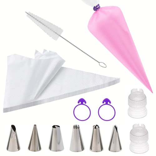 Kit Boquillas Manga Pastelera 36pcs,Kits de Decoración de Tartas, accesorios reposteria,Kit Reposteria y Pasteleria Utensilios,Manga Pastelera,Boquilla de Acero Inoxidable,Rasqueta Panadero Silicona