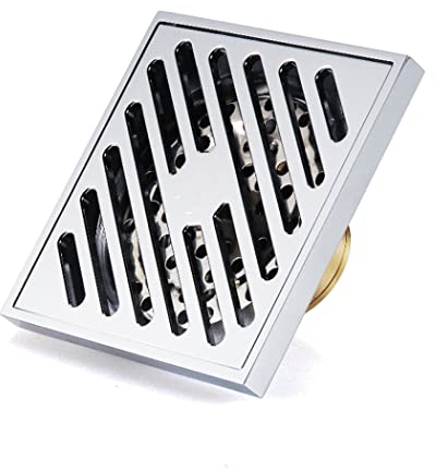Bodenablauf Dusche, Quadratische Duschablauf Anti Geruch Badezimmer Duschablaufrinne Mit Siebdesign Geruchsverschluß,FüR KüChe, Bad, Garage, Keller(100 X 100 MM),Chrome
