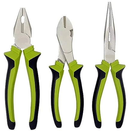 3pc Chrome Steel PLIER Set Combination Long Nose Diagonal Side Cutter 150mm 6