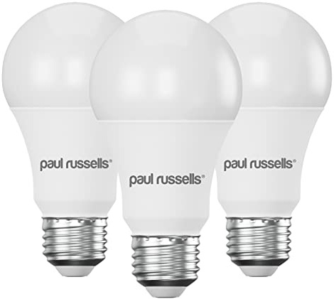 paul russells LED GLS - Dimmable Edison Screw Light, 14W 1521 Lumens E27 A70 LED Bulbs, 100w Equivalent, 2700K Warm White, Dimmer Standard ES Energy Saving Ceiling Lightbulbs, Pack of 3