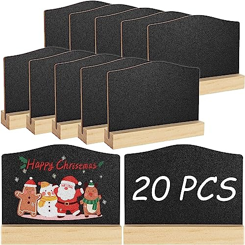 MIVIDE 20 Stück Mini Kreidetafeln, 10x7.5cm Doppelseitige Kreidetafeln Klein mit Ständer, Mini Tafel Kreidetafel Set für Essen, Hochzeit, Abschlussfeier, Geburtstag, Bar und Party Event Dekoration