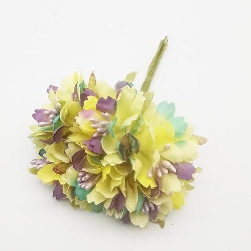 RIDAEX 6 Teile/los 3cm Seide Chrysantheme Künstliche Blumen Kopf DIY Kranz Geschenk Box Handwerk Gefälschte Blume für Hochzeit Home Party Dekoration